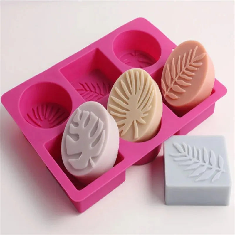 moule silicone savons feuilles tropicales moderne formes rose opaque artisanal fabrication maison