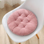 coussin chaise rond velours côtelé rose doux assise sol tabouret