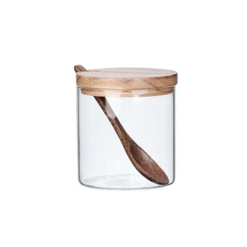 pots épices céramique blanc couvercle bambou cuillère plastique moderne organisation épices cuisine respectueux environnement