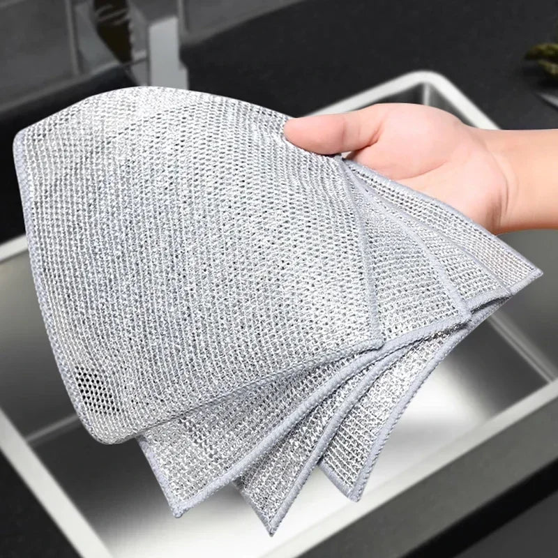 chiffon nettoyage microfibre lingette gris maille fine éponge intégrée respectueux environnement utilitaire