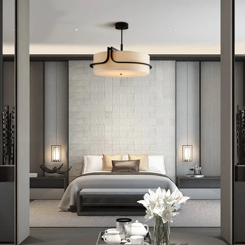 suspension lumineuse moderne fer blanc noir wabi sabi 6000k 4000k 3000k 55cm 65cm