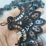 dentelle polyester fine noir blanc floral largeur 8.5cm mariage décoration classique soluble eau