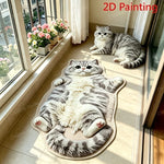 tapis sol chat tigré peluche gris blanc beige doux antidérapant chambre salon maison
