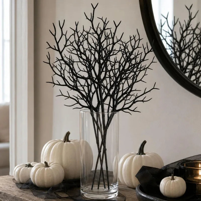 branches artificielles noires décoration halloween intérieur branche naturelle opacité adhésif vase table