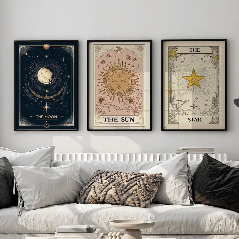 affiche astronomique vintage posters illustratives noir beige doré solaire stellaire opaques