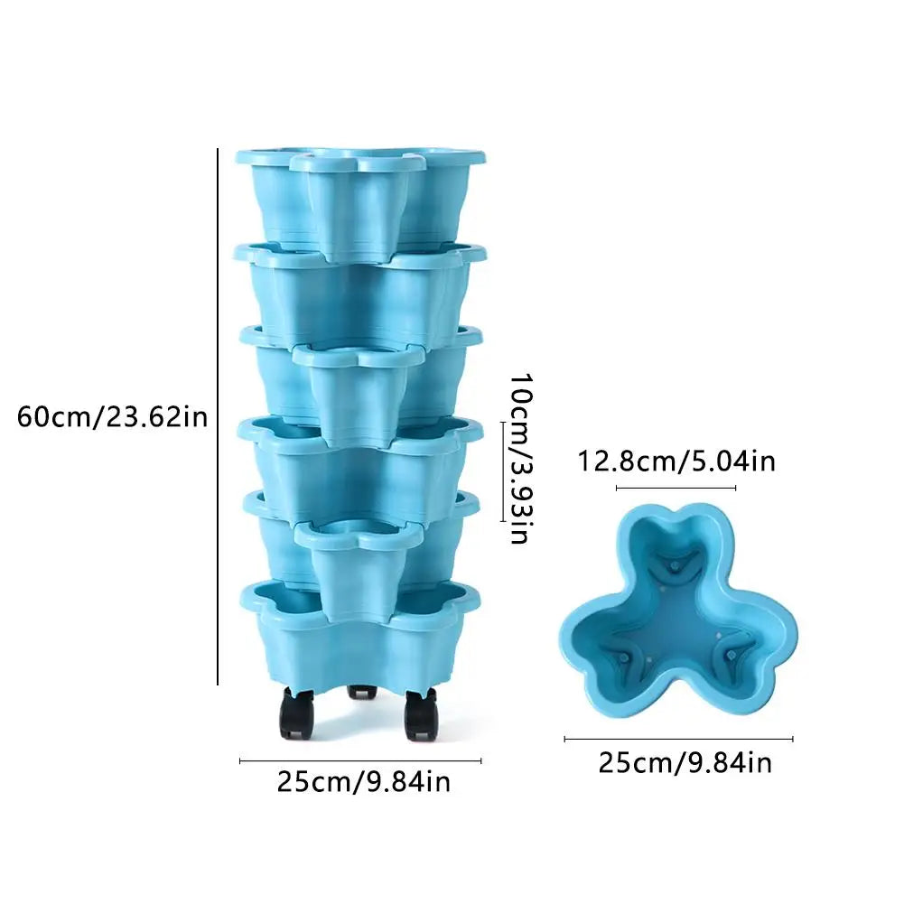 pots fleurs verticaux bleu vert jaune rose gris modernes pratiques roulettes niveaux