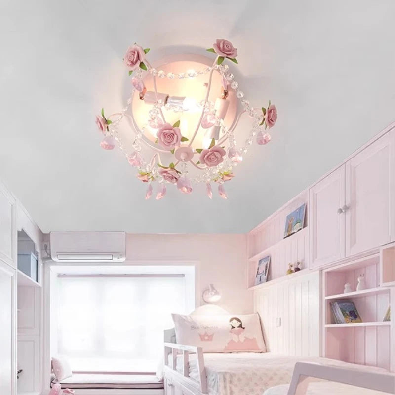 lampe rose fleurs relief translucides romantique chambre fille salon couloir