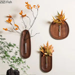 vase mural bois moderne suspension fleurs plantes décoration intérieure naturelle minimaliste transparent