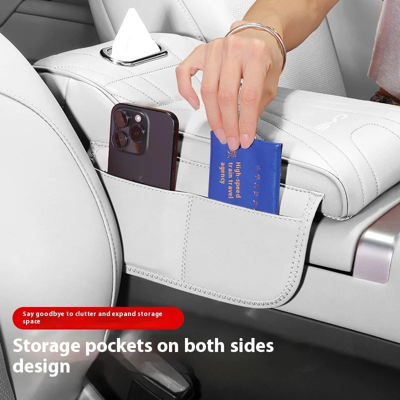 coussin soutien voiture cuir gris clair moderne adhésif trosse rangement porte tissu téléphone intégré