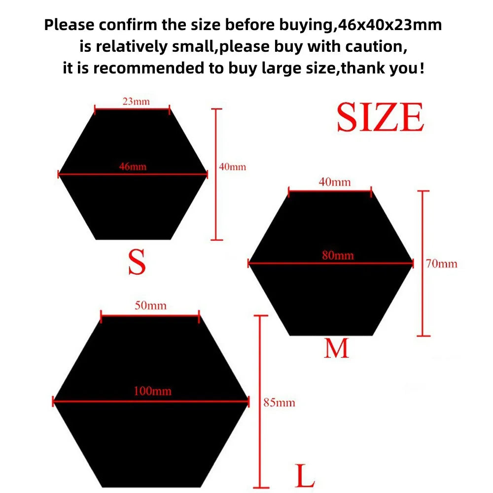 miroirs hexagonaux adhésifs modernes blancs lisses opaques 80 70 40mm 100 87 50mm 126