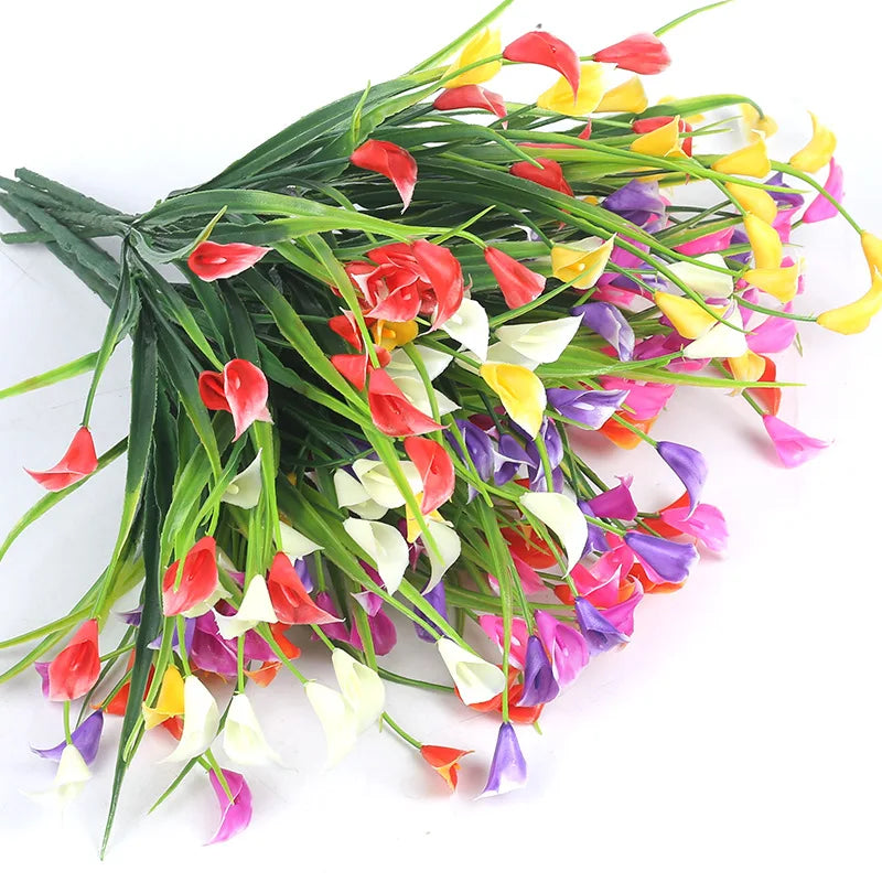 bouquet artificiel fleurs rouge blanc jaune violet moderne minimaliste décoration intérieure 33cm