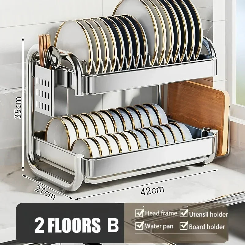 étagère vaisselle acier inoxydable moderne porte couverts serviettes plaque découpe cuisine