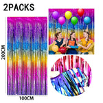 rideau franges métalliques couleurs vives mariage anniversaire décoration festive adhésif pack deux