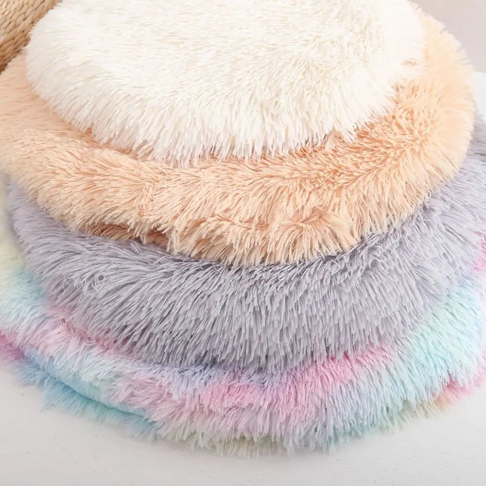 coussin rond velours multicolore moderne confortable 40cm 50cm 60cm chat lit animal compagnie