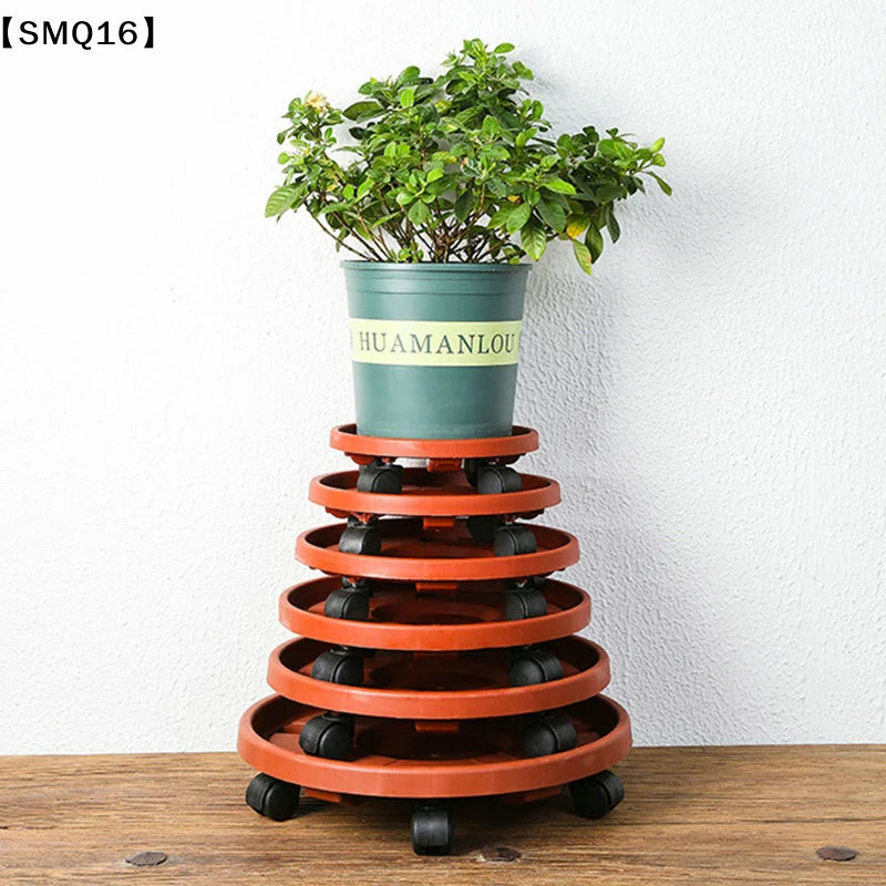 plateau roulettes pots fleurs orange pratique robuste balcon intérieur extérieur