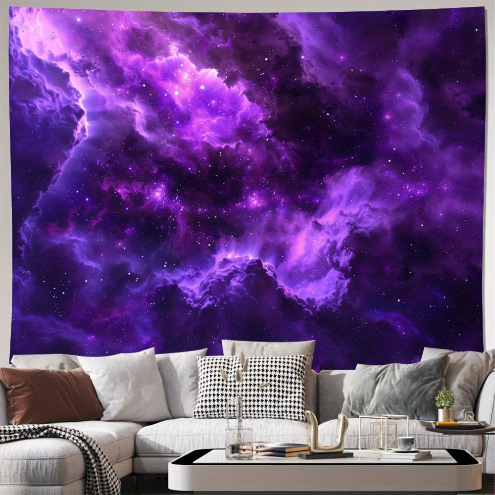 tapisserie scénique nuages étoiles ciel violet moderne décoration intérieure chambre salon polyester