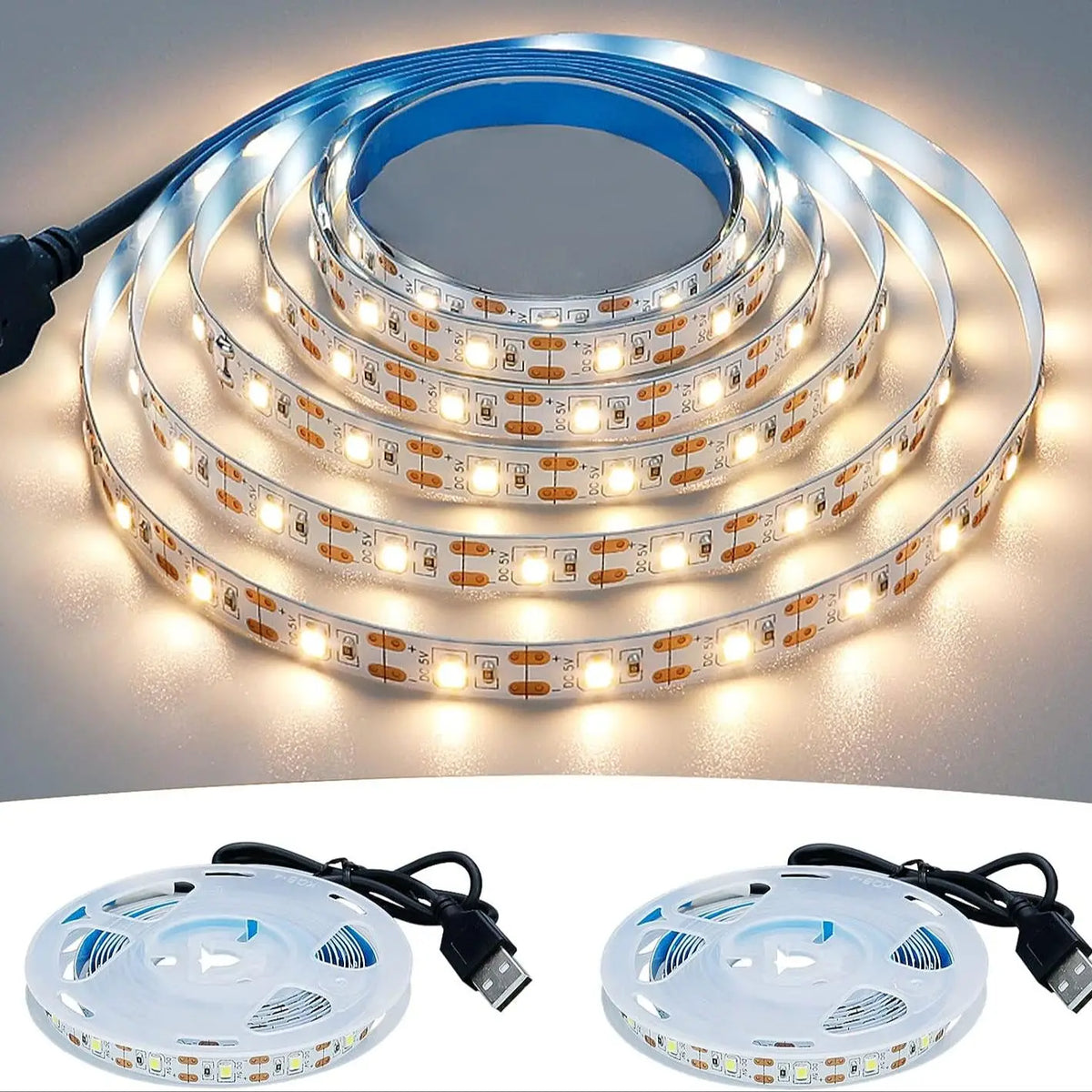 ruban led flexible blanc adhésif moderne éclairage décoration maison 2m câble usb