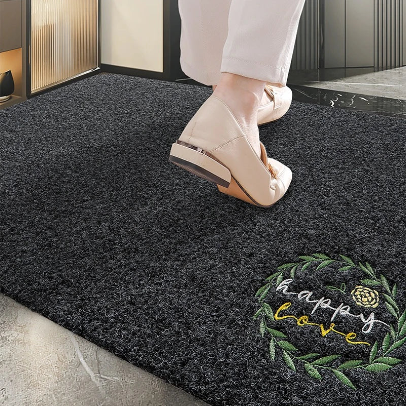 tapis gris floral antidérapant moderne porte bain sol facile nettoyer