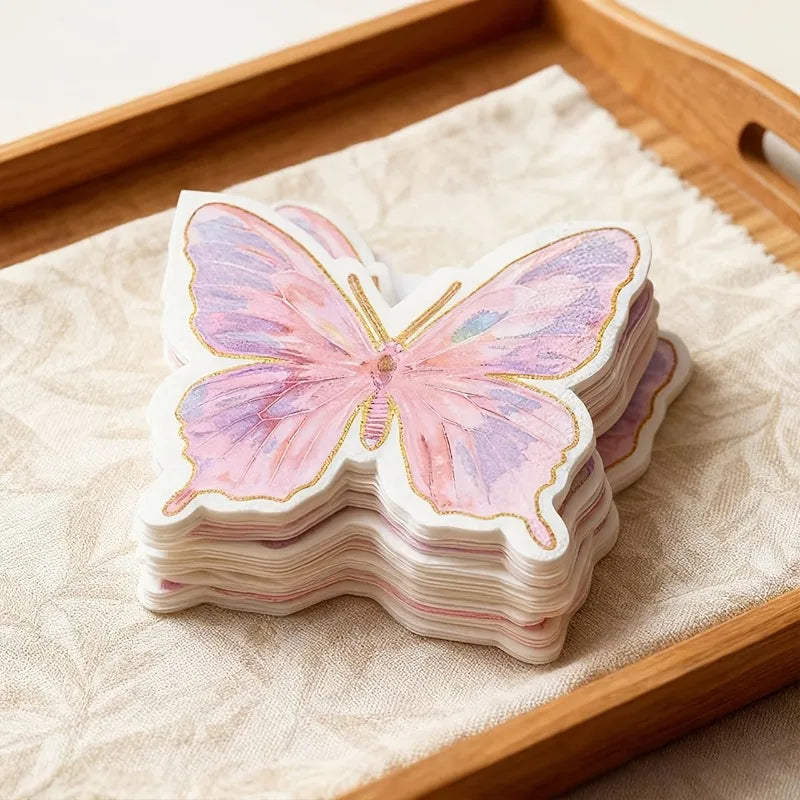 serviettes jetables papier forme papillon mariage anniversaire fête rose violet blanc doré