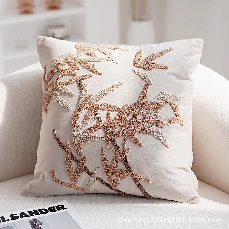 taies d'oreiller patchwork contemporain coussin carré blanc noir marron géométrique arrondi non toxique respectueux