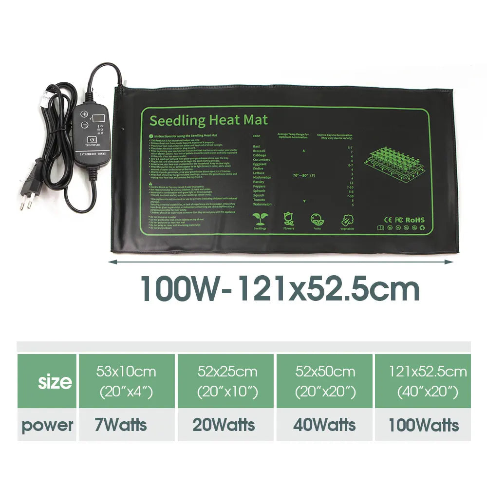 tapis chauffant semis noir graphène 100watts thermostat réglable culture germination moderne pvc ipx7
