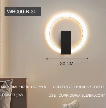 lampe murale led moderne blanc noir minimaliste chambre salon éclairage quotidien fixée mur