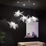 Suspension lumineuse moderne ampoules led blanc gris foncé floral abstraite semi transparente 72cm
