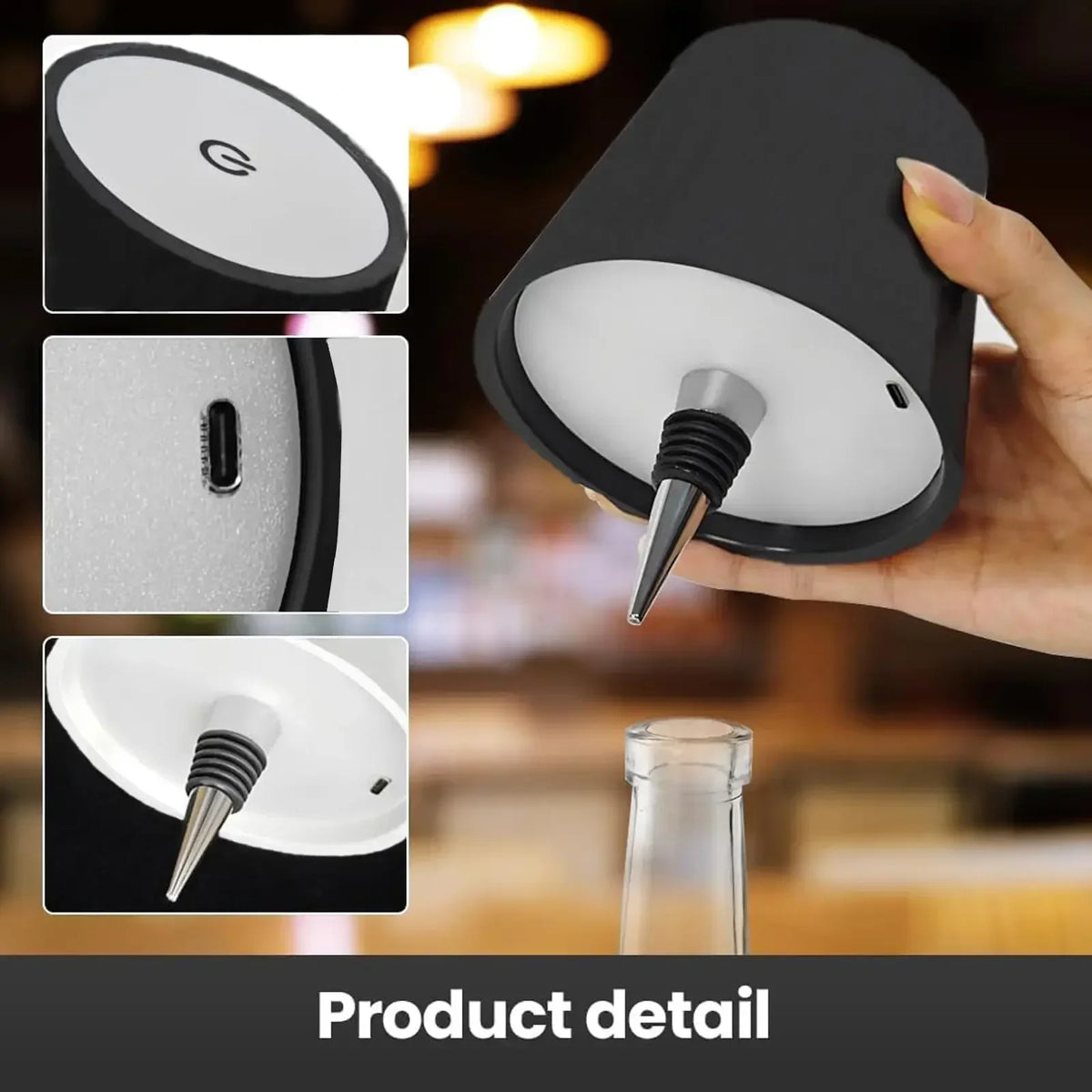lampe table portable sans fil rechargeable bouteille vin transparente moderne minimaliste