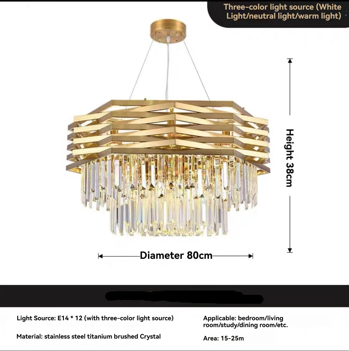 suspension lumineuse moderne dorée cristal transparent rayures horizontales led 3000k 4000k 6000k