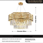 suspension lumineuse moderne dorée cristal transparent rayures horizontales led 3000k 4000k 6000k