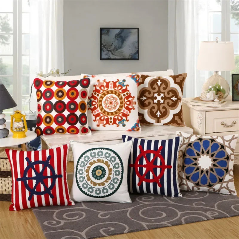 housse coussin coton ethnique boho chic motifs floraux mandala voiture
