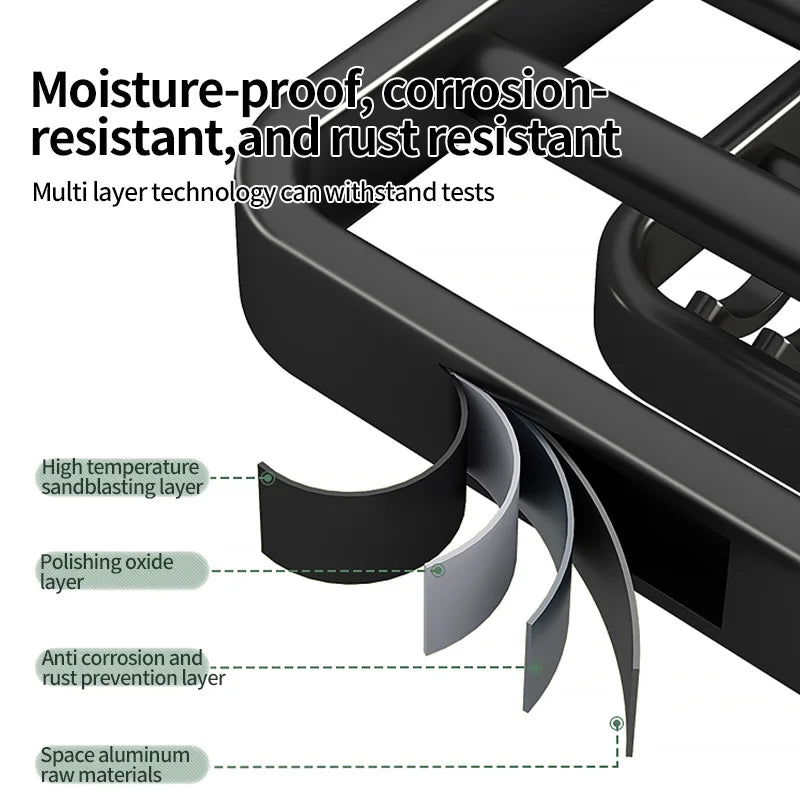 porte serviettes mural aluminium noir étagères salle bain moderne laqué insertion boulon