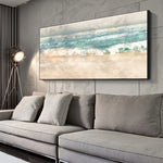 tableau abstrait paysage marin moderne toile bleu blanc nuages sans cadre