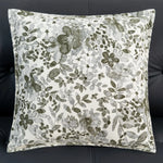 coussin deco vert olive motif floral moderne polyester jacquard adhesif 45x45cm 30x50cm