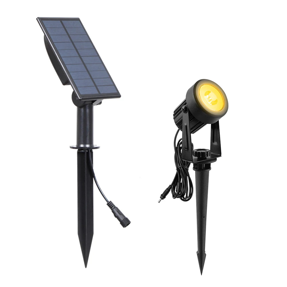projecteur solaire led ip65 moderne noir matextérieur câble controle rgb autonomie