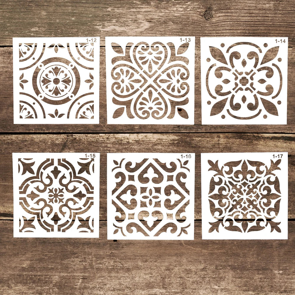 stencils transparents blancs ornements floraux géométriques papier cartonné artisanal peinture scrapbooking