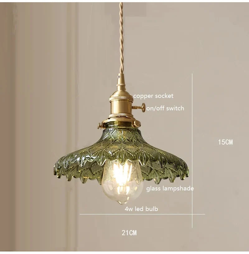 suspension lumineuse vintage vert doré motifs géométriques ampoules câbles chaînes métal