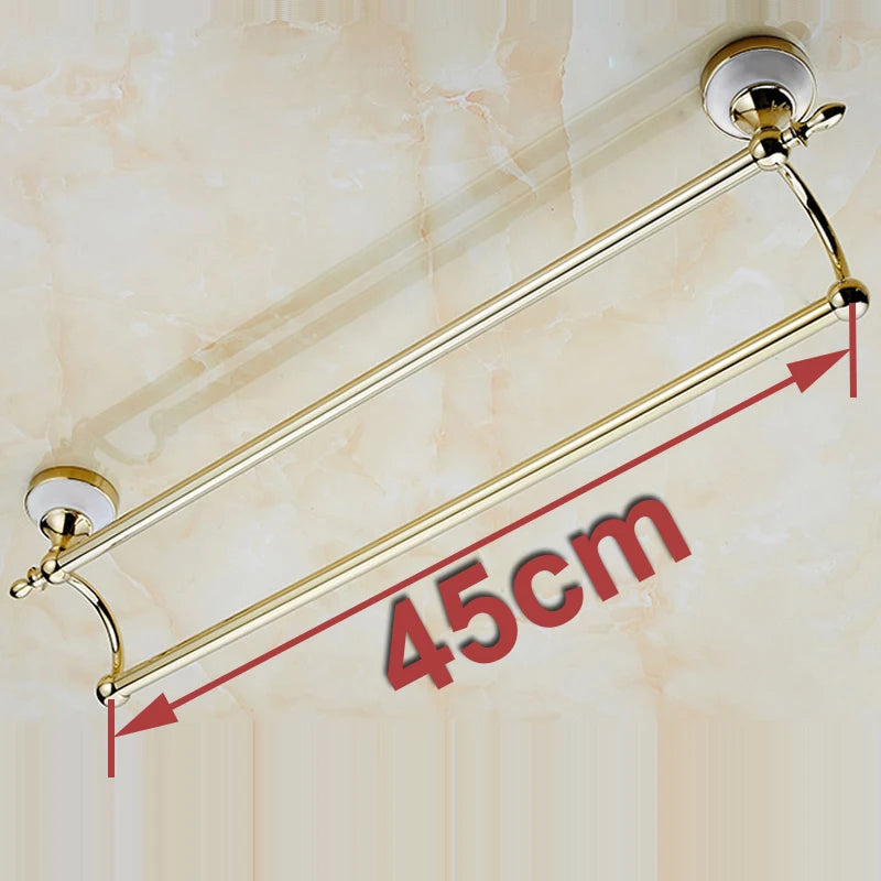 porte serviettes mural doré acier inoxydable barres doubles finition chromée classique fixations vis inclusées