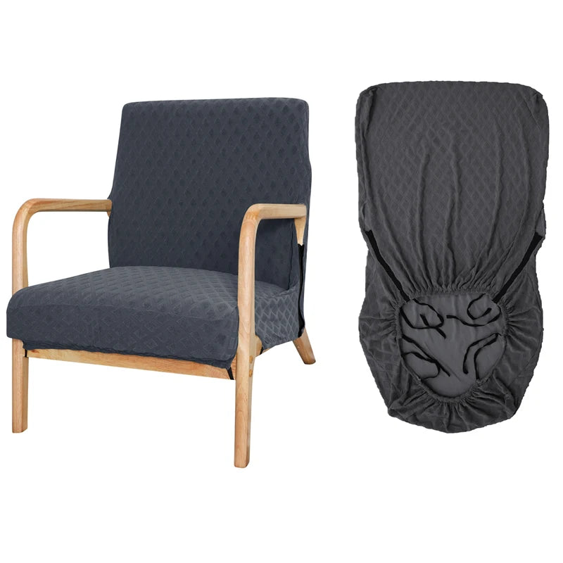 housse fauteuil élastique polyester vert motif géométrique moderne élastiques inclusion fermeture glissière