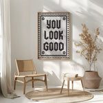 affiche murale hexagone moderne minimaliste noir blanche points bordure rectangle vertical