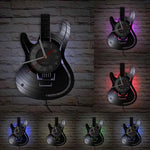 horloge murale forme guitare disque vinyle aiguille rétro moderne fixations chambre salon