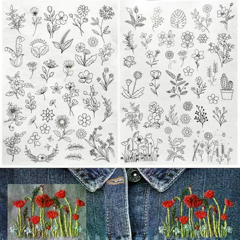 feuilles adhésives broderie transparentes motifs floraux lettres alphabet découpées étiquettes solubles acrylique imprimables adultes