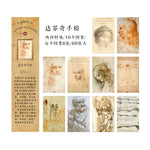 cartes postales artistes motifs monochromes dessins manuscrits peintres célèbres vintage lignes fines junk journal