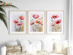 tableau floral abstrait moderne rouge blanc vert toile cadre boissetSize variable jusqu'à 50x70cm
