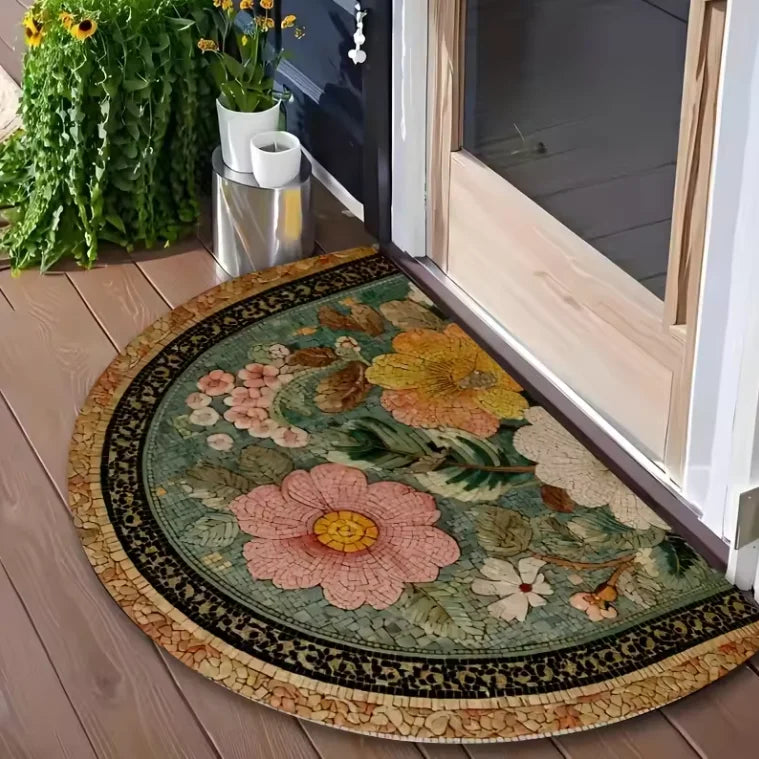 tapis fleur vintage beige rose salon chambre résistant antidérapant moderne 40x60cm