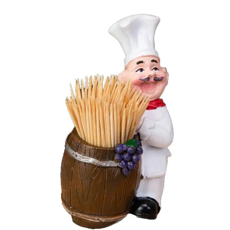 porte brochettes chef cuisinier tonneau bois brochettes bois souriant italien méditerranéen déco festive