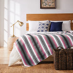 couverture plaid méditerranéen rayé multicolore portable pique nique voyage hospitalière maison avion