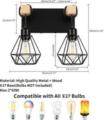 applique murale industrielle triple ampoule noir bois clair vintage mur trois lumières