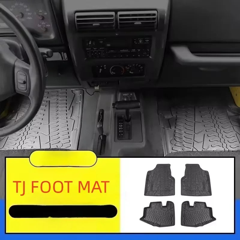 tapis sol voiture noir antidérapant insonorisé waterproof jeep wrangler tj 1997 2006 large surround