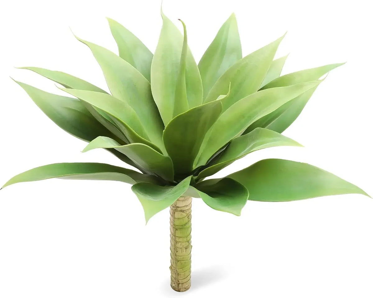 plante artificielle agave vert feuilles larges texture bois décorative extérieure pot argenté tropical mexicain